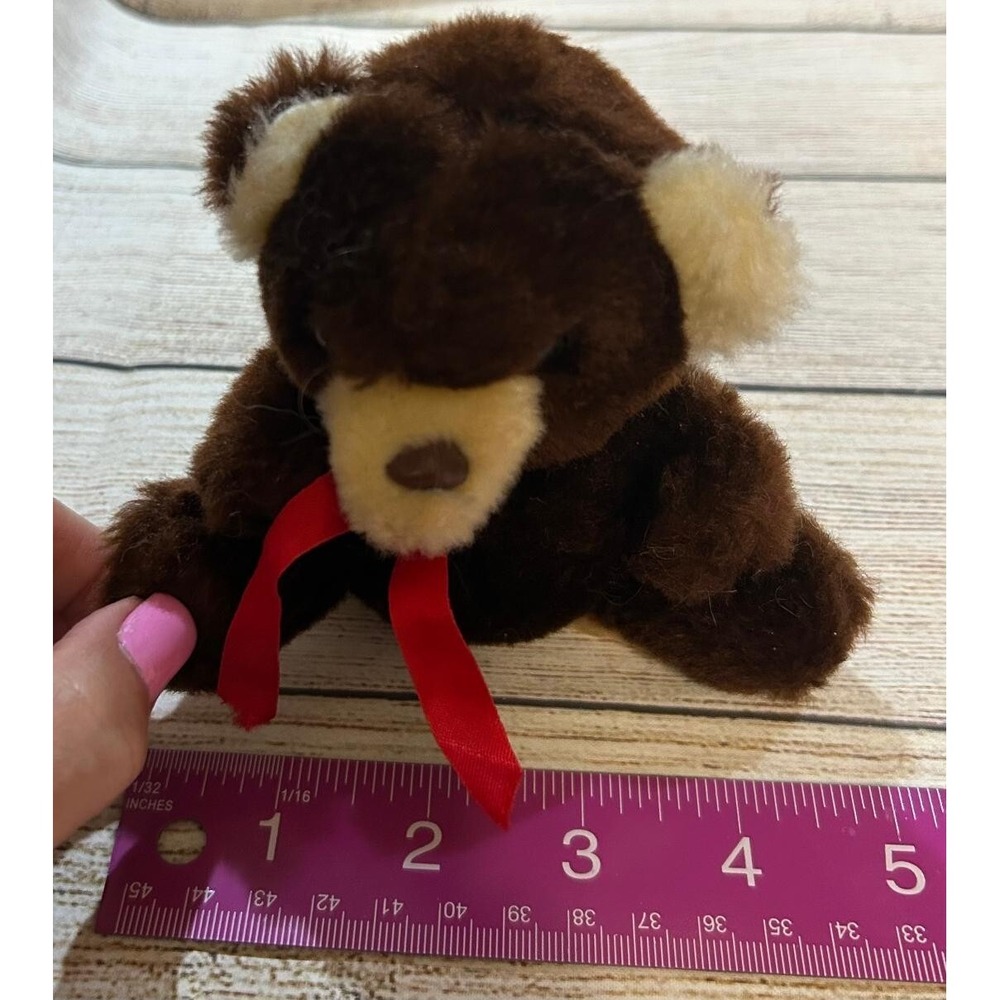 Vintage Animal Fair Small 4" Stuffed Plush Tan Brown Bear Carnival Prize TubB6 - Picture 2 of 4